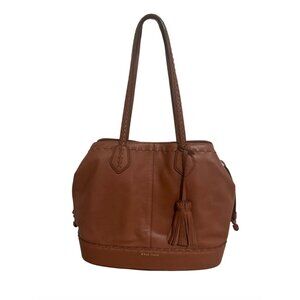 Cole Haan Alessa Drawstring Tote w/ Tassel Woodbury Tan Brown Purse Shoulder Bag